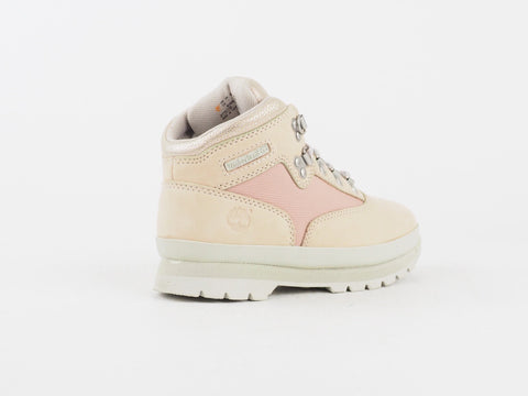 Girls Timberland Euro Hiker A1935 Pink Leather Lace Up Hiking Shoes Chukka Boots