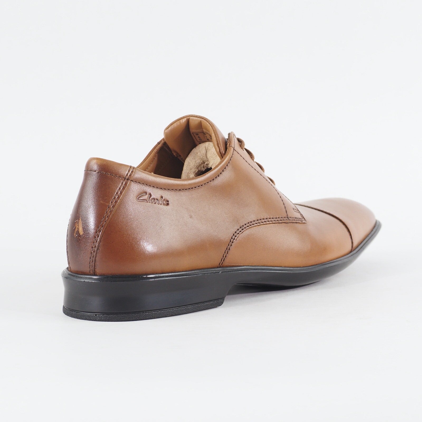 Mens Clarks Bensley Cap 15770 Dark Tan Leather Lace Up Formal Shoes