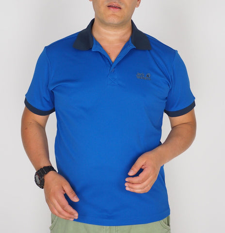 Mens Jack Wolfskin SU15 5006231 Classic Blue Short Sleeve Summer Polo Shirt