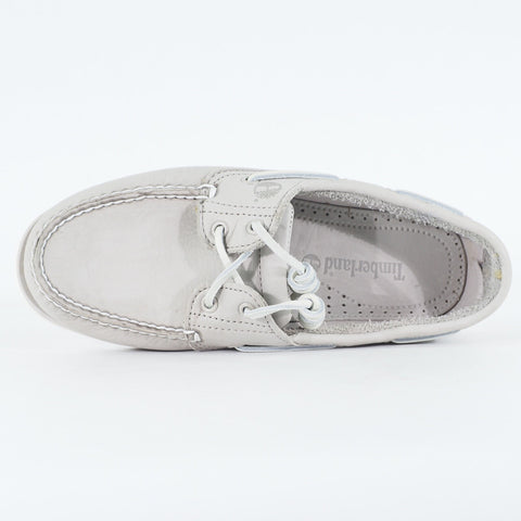 Mens Timberland Classic A1OTU Light Grey Leather Lace Up Casual Boat Shoes