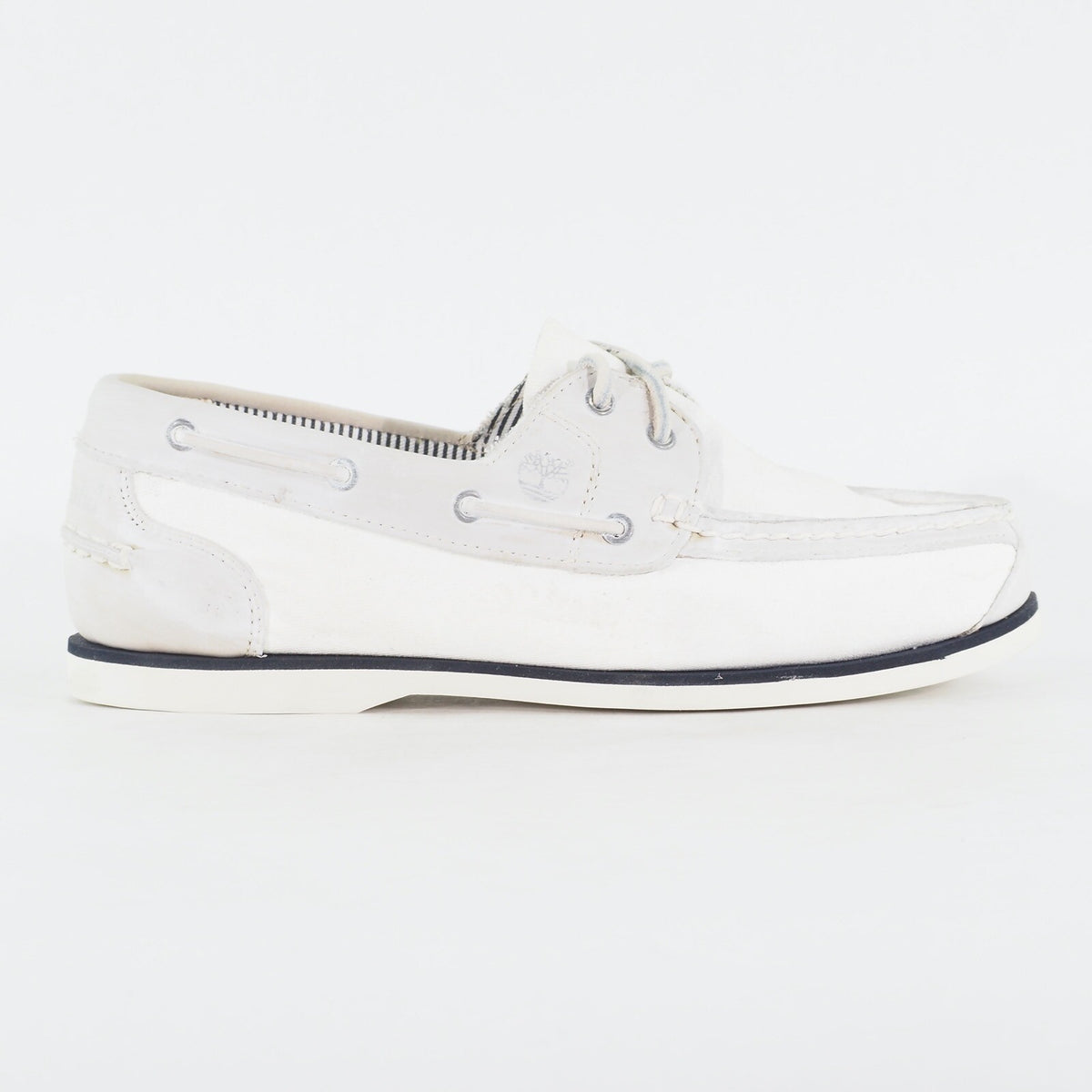 Womens Timberland Amherst 24674 Bright White Leather Lace Up Casual Boat Shoes
