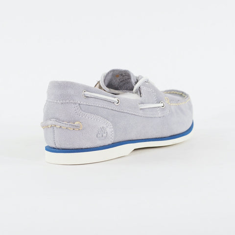 Womens Timberland EK Classic 8437B Medium Grey Leather Lace Up Casual Boat Shoes