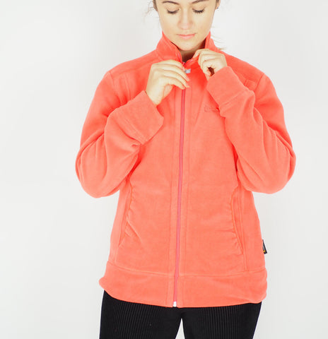 Womens Jack Wolfskin Moon Track 1700301 Hot Coral Zip Up Warm Fleece Sweatshirt