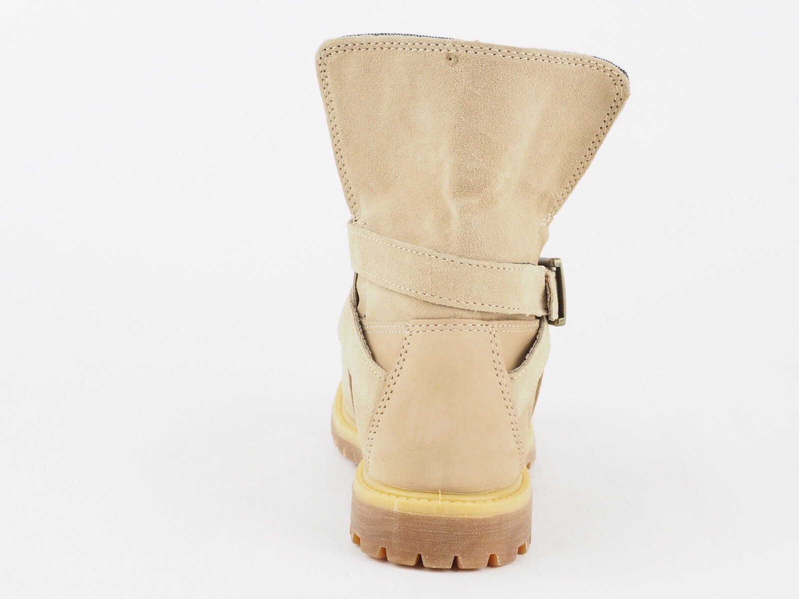 Womens Timberland Wrap Fold 8858A Beige Leather Casual Shoes Warm Ankle Boots