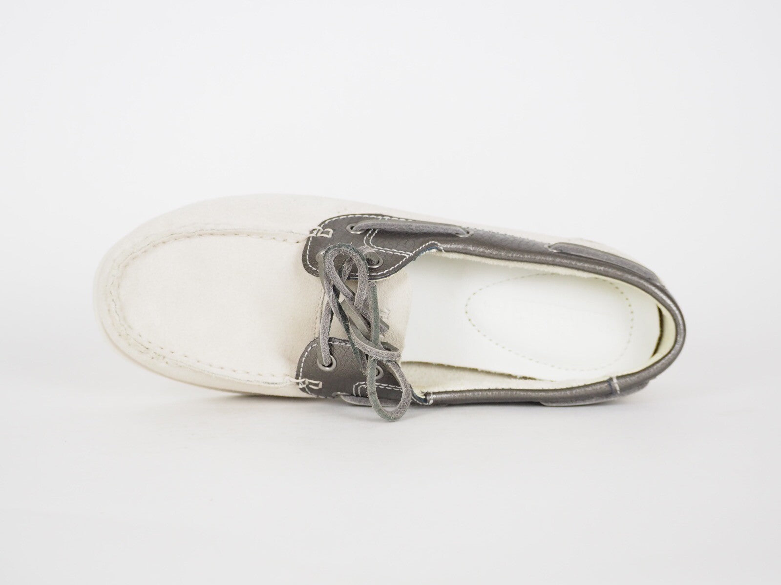 Womens Timberland Classic 2 Eye A1C2S White Pewter Suede Boat Shoes