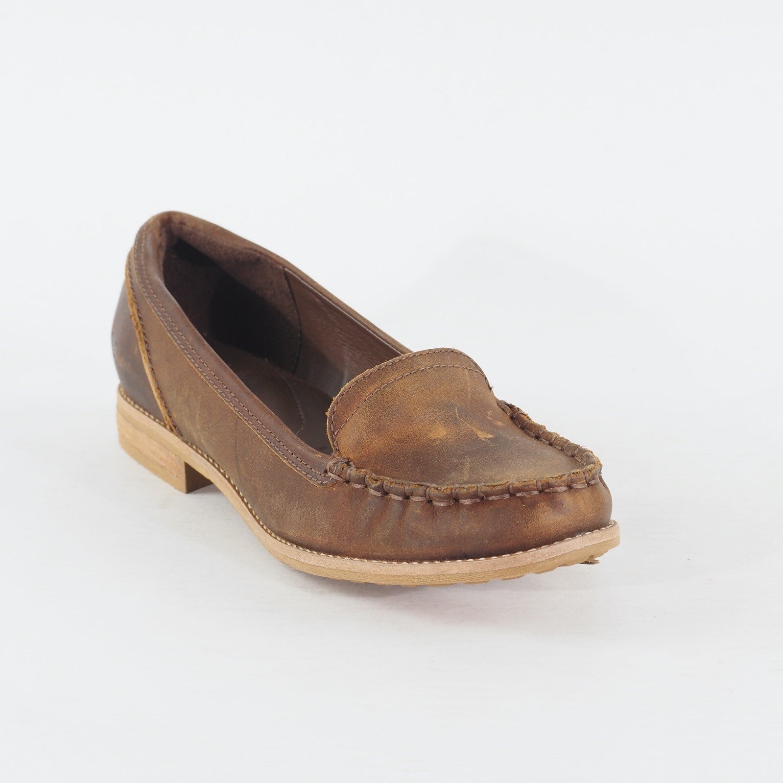 Womens Timberland Thayer 8562R Brown Leather Shoes Casual Slip On Loafers