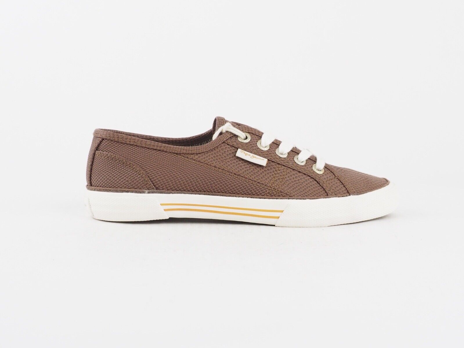 Womens Pepe Jeans Aberlady Python PLS30347 Cappuccino Lace Up Casual Trainers 
