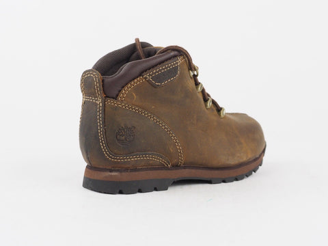 Boys Timberland 43838 Brown Leather Lace Up Walking Shoes Kids Hiking Boots