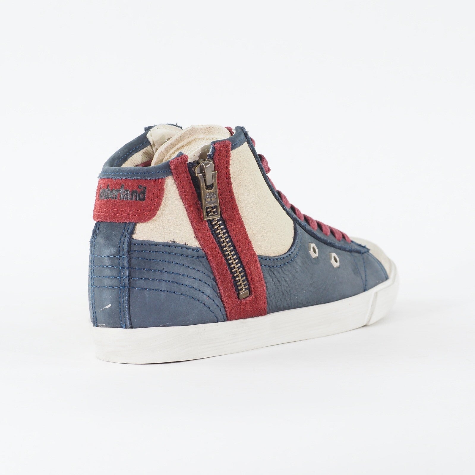 Womens Timberland EK Glastenbury Chukka 8666A Navy Off White Leather Zip Boots