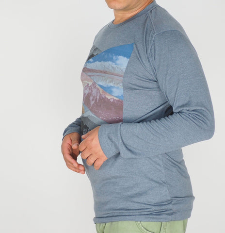 Mens Jack Wolfskin Tencel Print 1807501 Pebble Grey Casual Soft Longsleeve Shirt