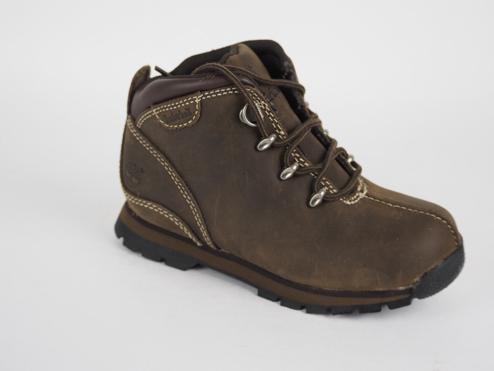 Infants Timberland Splitrock 1887R Dark Brown Leather Kids Hiking Lace Up Shoes