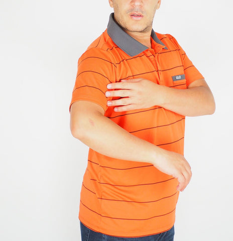 Mens Jack Wolfskin New Schlern 5011411 Orange Black Short Sleeve Polo Shirt