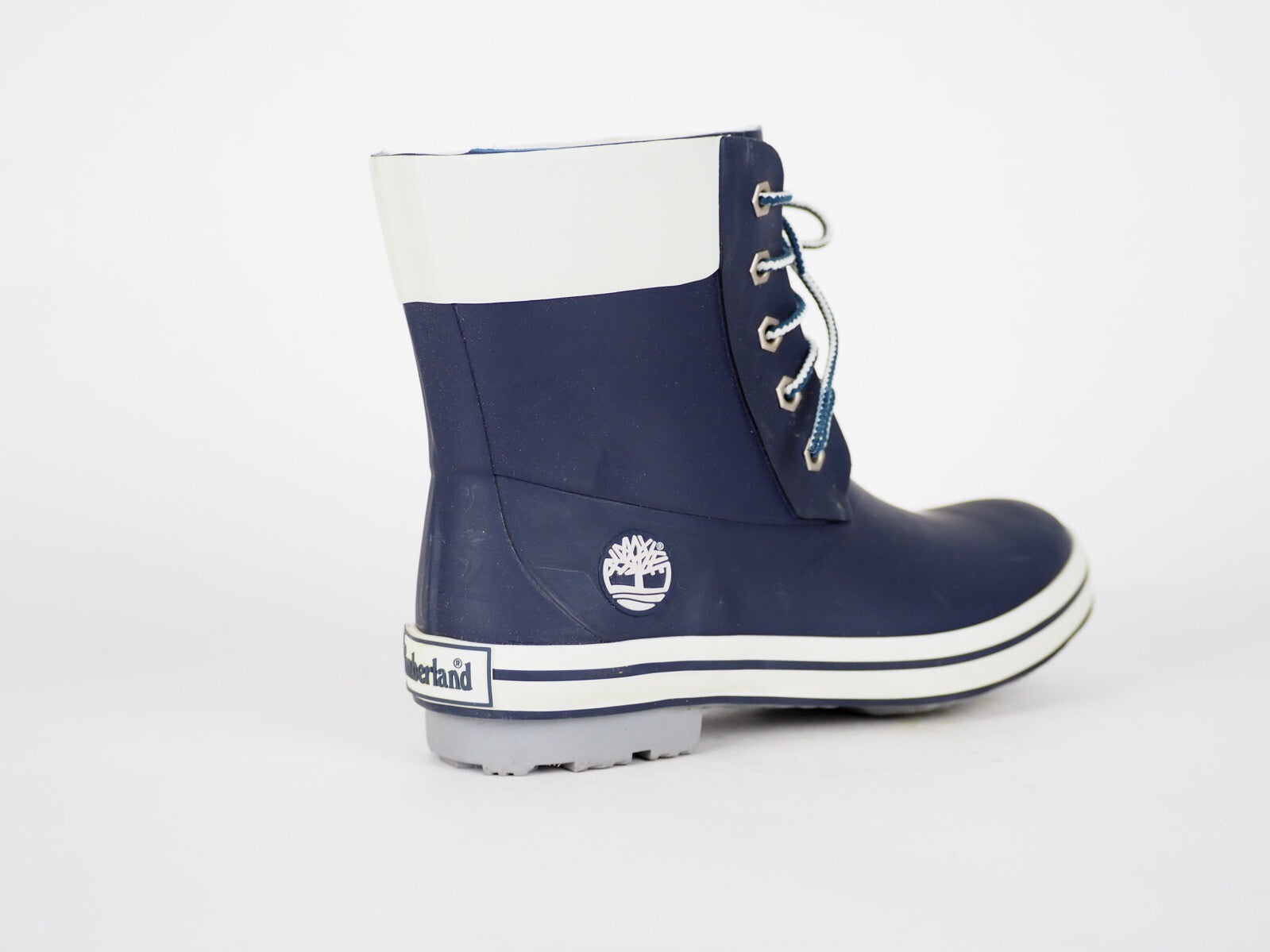 Boys Girls Timberland Classic Rain 81923 Navy Wellingtons Lace Up Rain Wellies