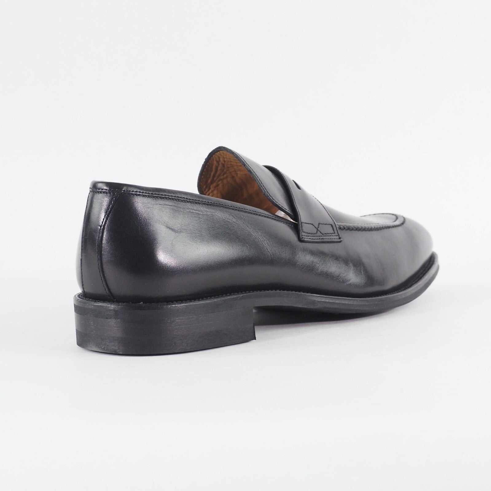 Mens John White Stamford Black Leather Slip On Formal Walking Shoes