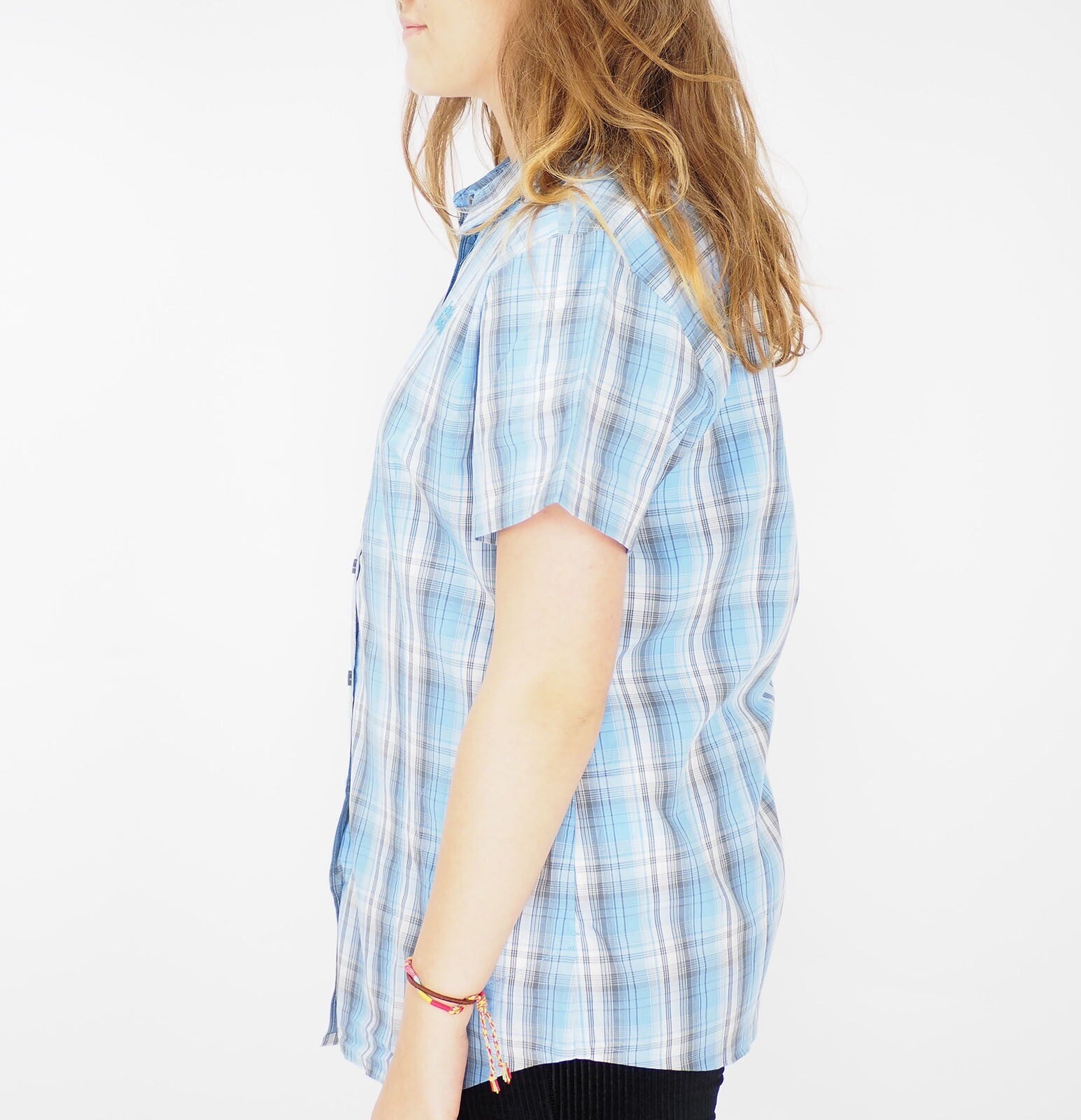 Womens Jack Wolfskin Tencel 1401941 Air Blue Checks Casual Basic Summer Shirt