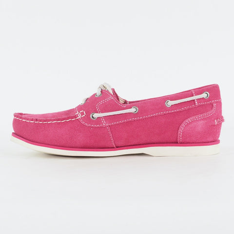 Womens Timberland Classic Unlined A14EI Magenta Leather Lace Casual Boat Shoes