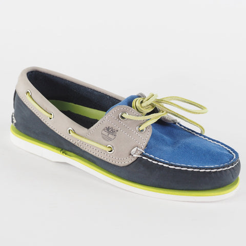 Mens Timberland 2 Eye 6963A Blue Leather Lace Up Boat Casual Walking Shoes