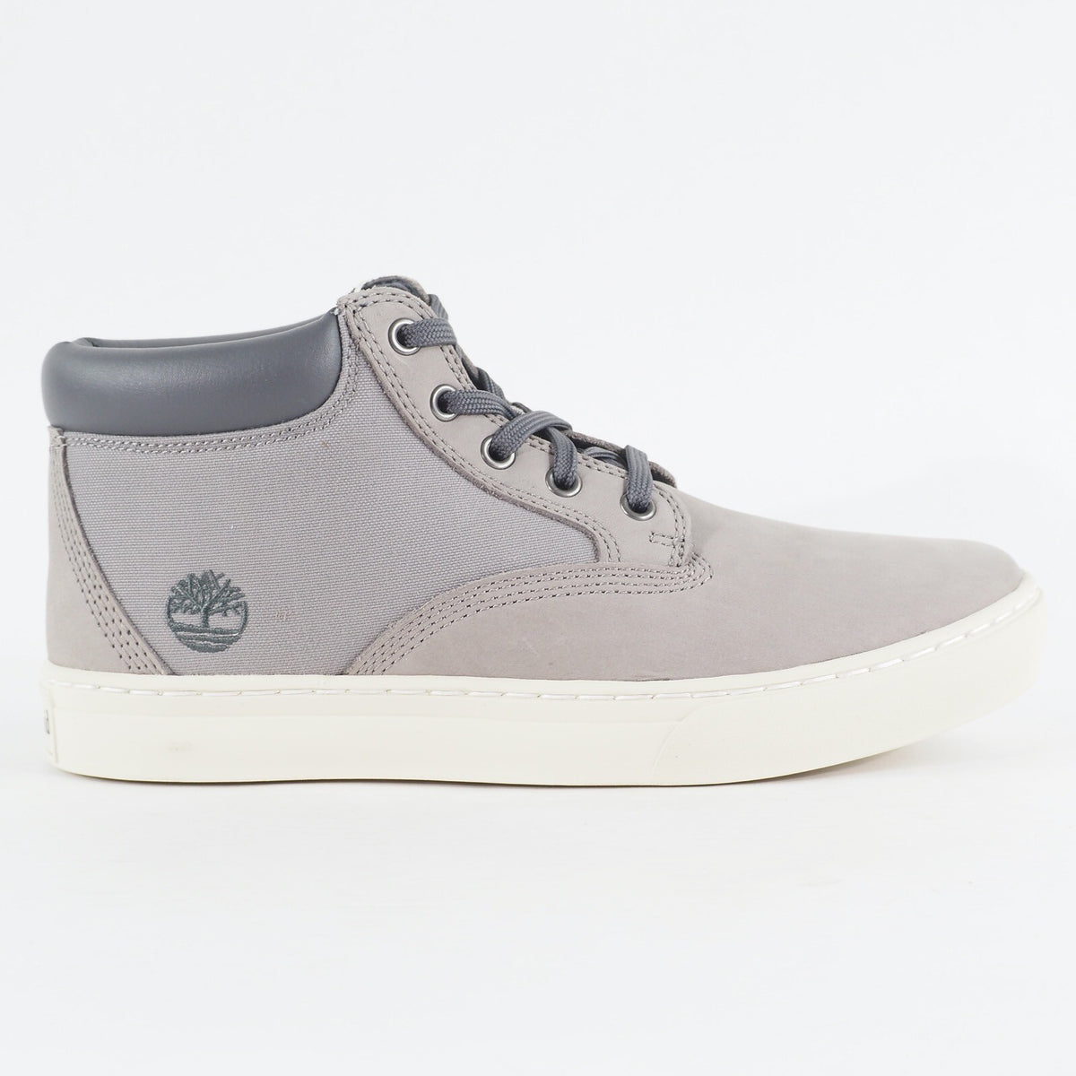 Mens Timberland Dauset Chukka A1HGO Grey Leather Canvas Lace Up Chukka Boots