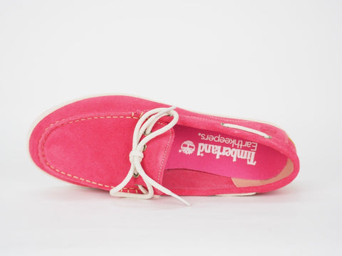 Womens Timberland Casco Bay 8850R Pink Leather Espadrilles Casual Boat Shoes