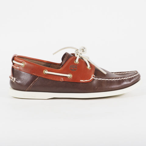 Mens Timberland Heritage CW 2 Eye A13HP Brown Leather Casual Lace Up Boat Shoes