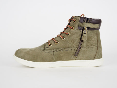 Boys Timberland Groveton 6 Inch A1625 Green Leather Laced Zip Up Chukka Boots