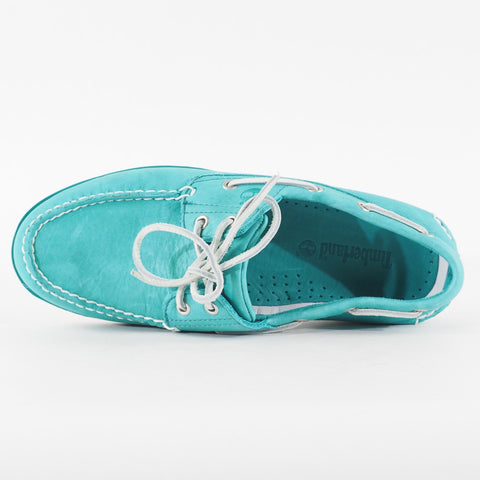 Mens Timberland Classic 2 Eyed A1BIR Teal Blue Leather Lace Up Casual Boat Shoes
