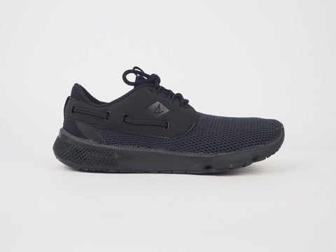 Mens Sperry 7 seas Flood STS15532 Black Textile Lace Up Boating Shoes