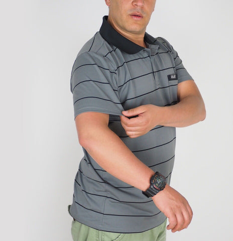 Mens Jack Wolfskin Schlern 5011411 Tarmac Grey Short Sleeve Casual Polo Shirt