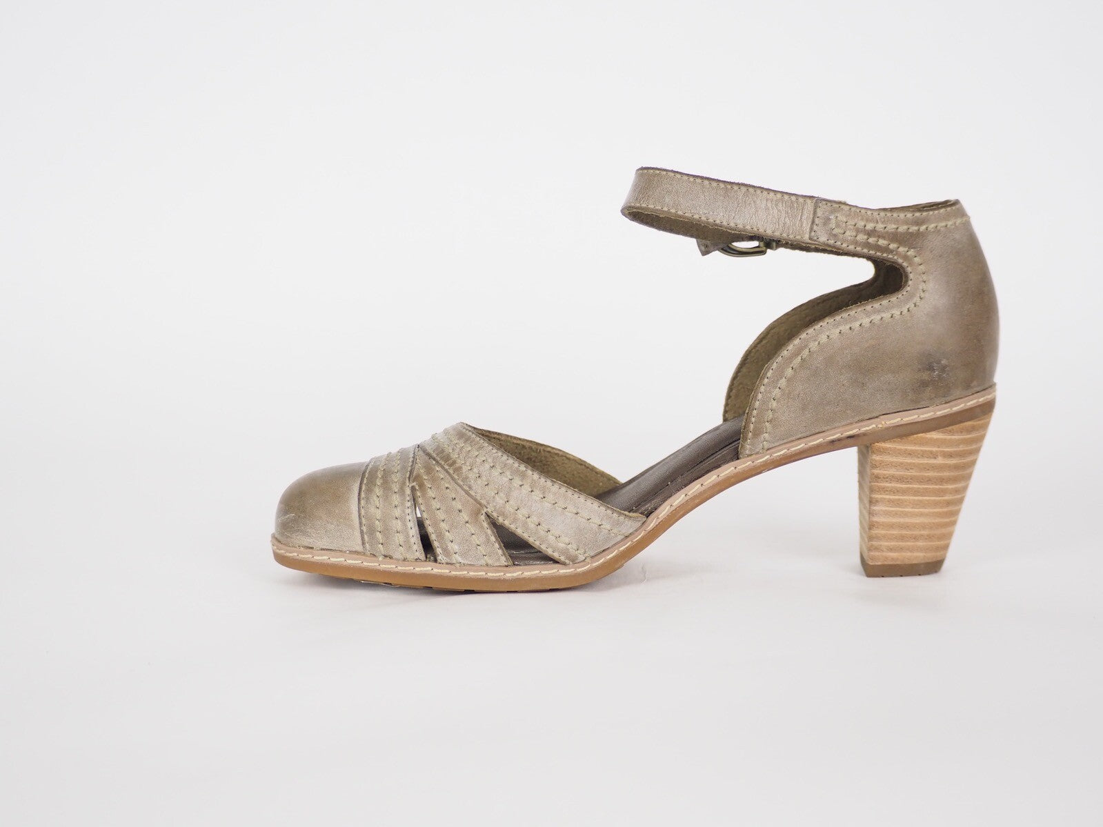 Womens Timberland EK Mntcl Closed Toe 3455R Olive Leather Heels Casual Shoes