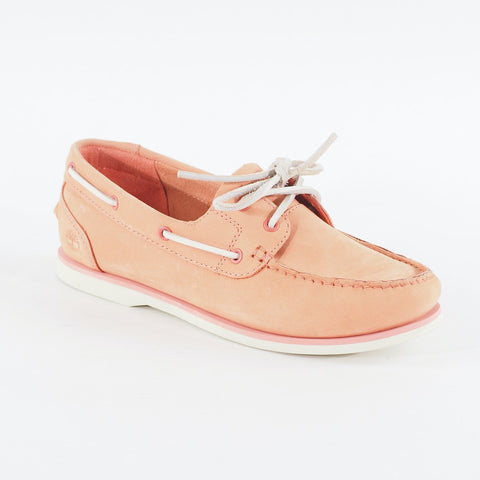 Womens Timberland Classic A1NB9 Medium Pink Leather Lace Up Casual Boat Shoes