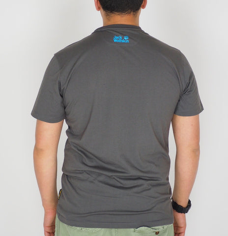 Mens Jack Wolfskin GRA 5006601 Dark Steel Casual Light Short Sleeve T Shirt