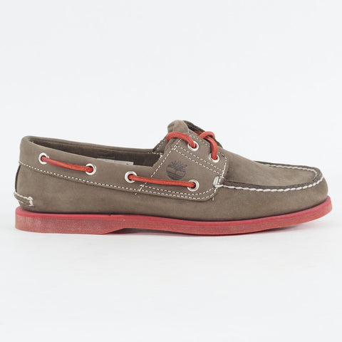 Mens Timberland Classic 2 Eye 6508A Dark Brown Leather Lace Up Casual Boat Shoes