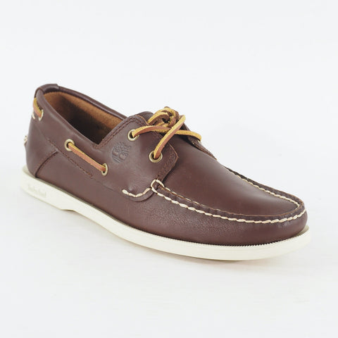 Mens Timberland Heritage 2-Eye 6501R Brown Leather Lace Up Casual Boat Shoes