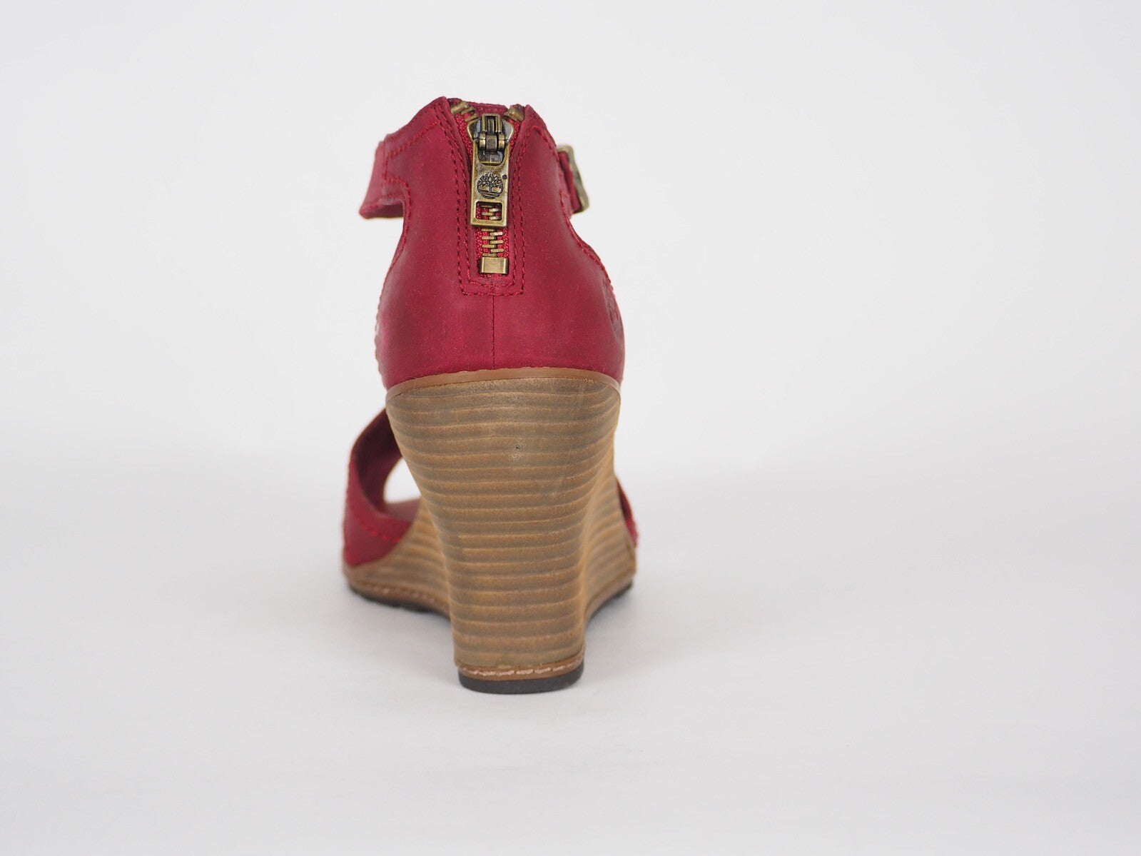 Womens Timberland EK Masln 3445R Red Open Toe Summer Platform Widge Heel Sandals