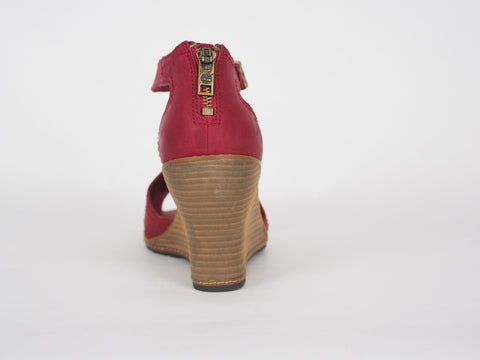 Womens Timberland EK Masln 3445R Red Open Toe Summer Platform Widge Heel Sandals