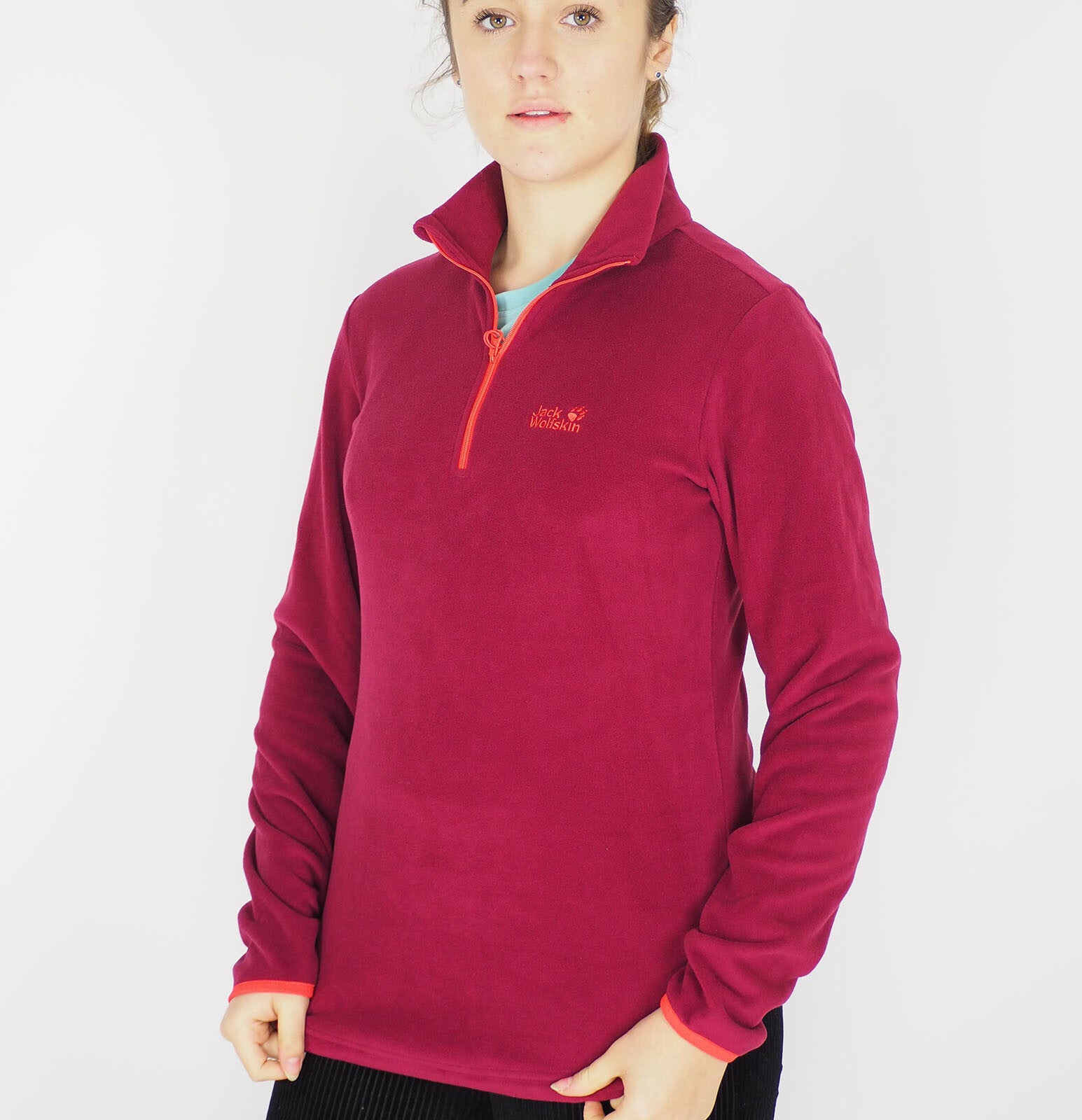 Womens Jack Wolfskin Echo 1707282 Fall Red Half Zip Fleece Jumper