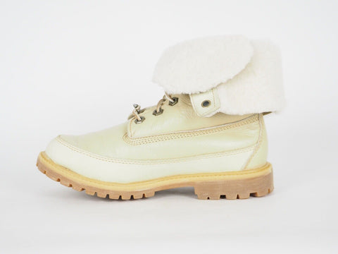 Womens Timberland Shearling Style 3710R Beige Leather Tall Lace Up Winter Boots