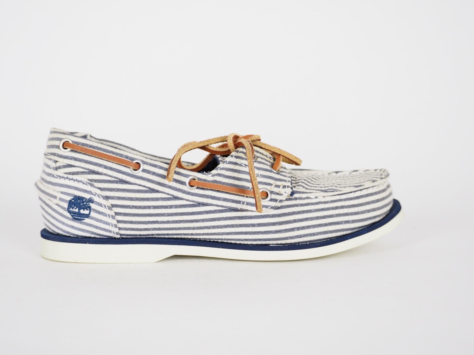 Womens Timberland Classic 2 Eye 8910A Navy Stripe Canvas Boat Shoes UK 3.5
