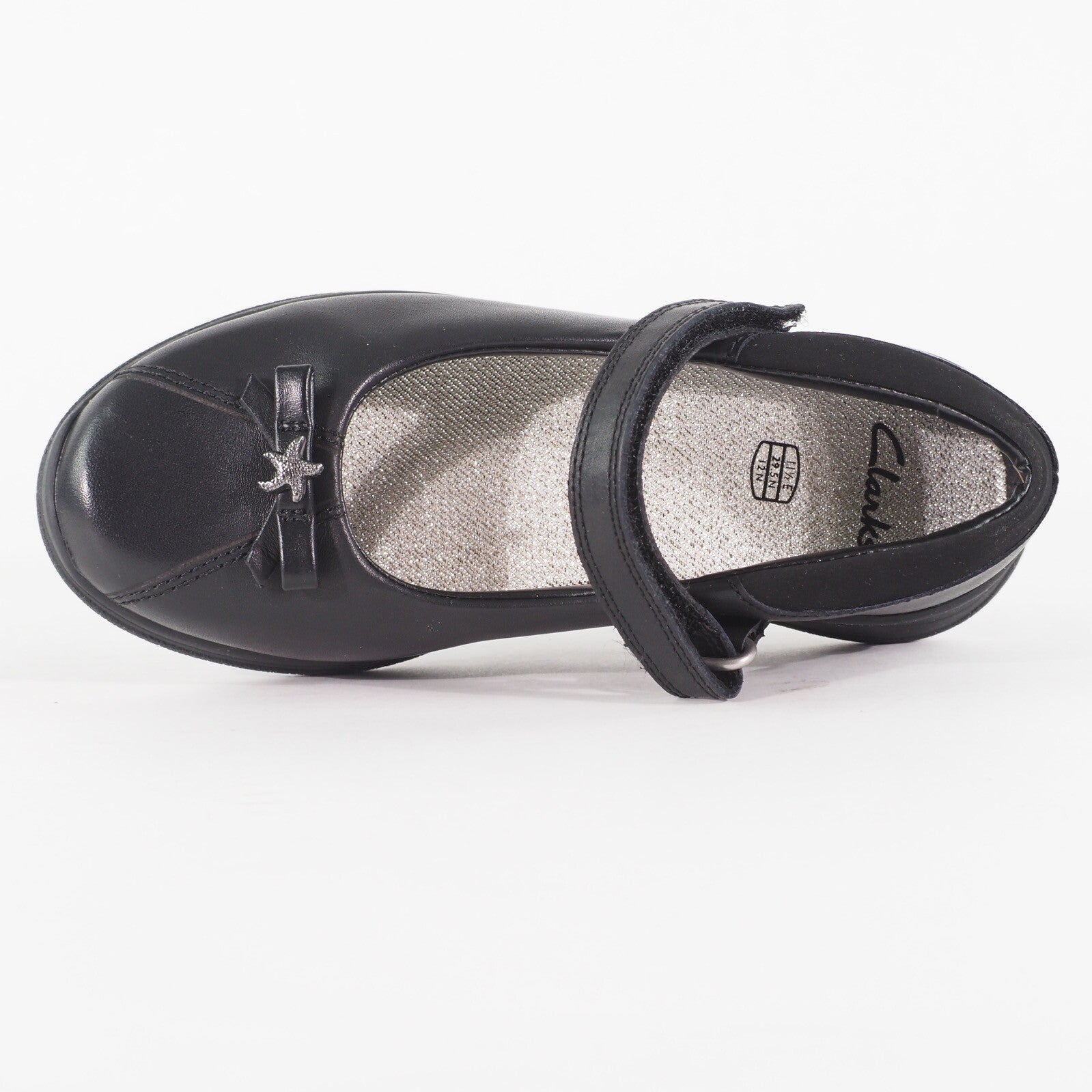 Girls Clarks Mariel Wish Black Leather Leader One Strap School Walking Shoes