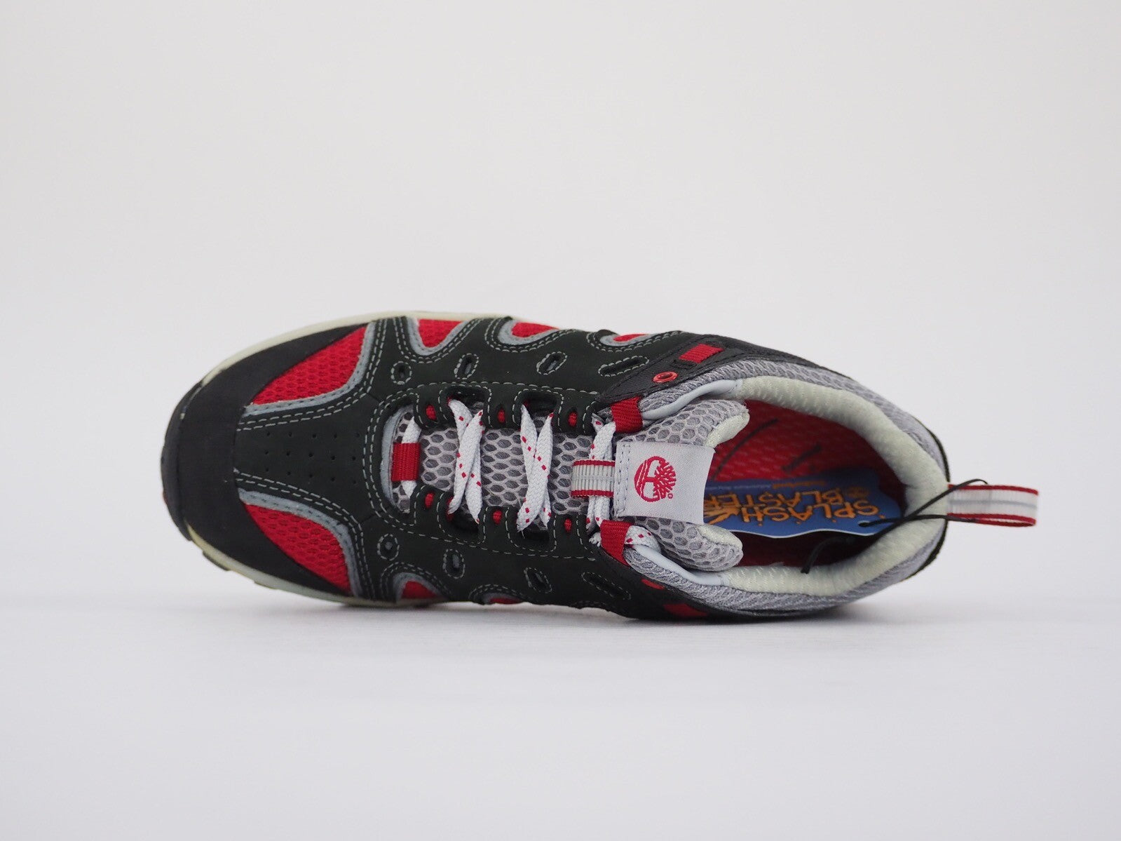 Boys Timberland Hypertrail 58711 Red Black Leather Lace Up Low Hiking Shoes