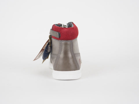 Boys Timberland Groveton A21VP Grey Leather Casual Side Zip Kids Chukka Boots