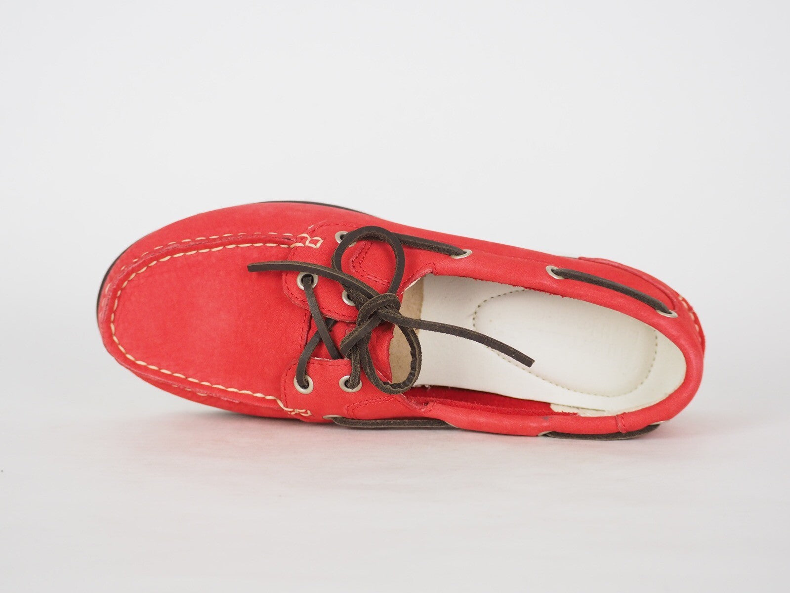 Womens Timberland EK Classic 8357A Coral Leather 2 Eye Lace Up Casual Boat Shoes