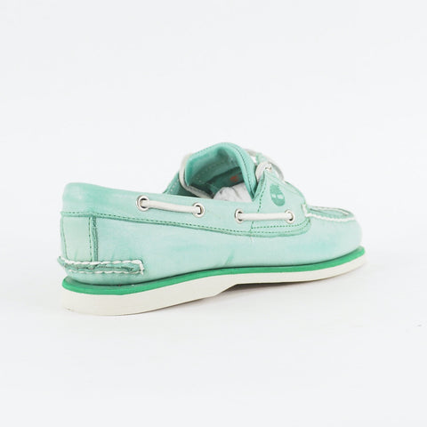 Mens Timberland Classic 2 Eyed A13NZ Mint Green Leather Laced Casual Boat Shoes