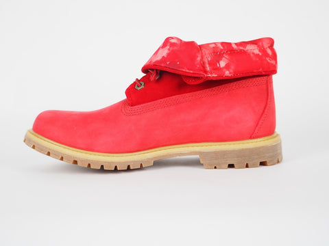 Womens Timberland Authentics A13ZT Red Leather Roll Top Warm Winter Chukka Boots
