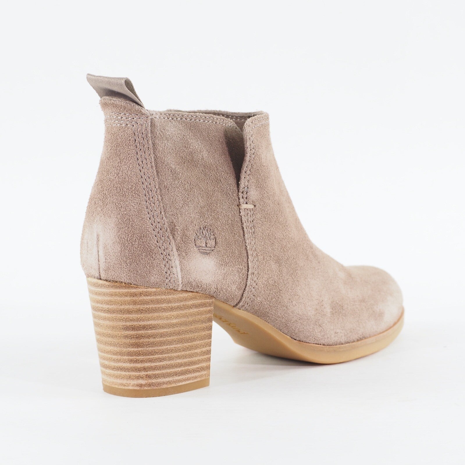 Womens Timberland Eleanor A1XTN Light Taupe Leather Zip Up Heeled Ankle Boots