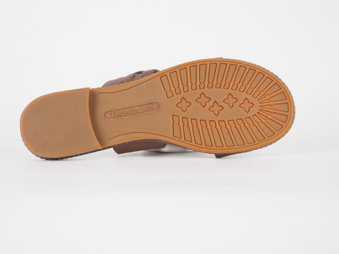 Womens Timberland Cherrybrook A18ZL Brown Leather Light Summer Strappy Sliders