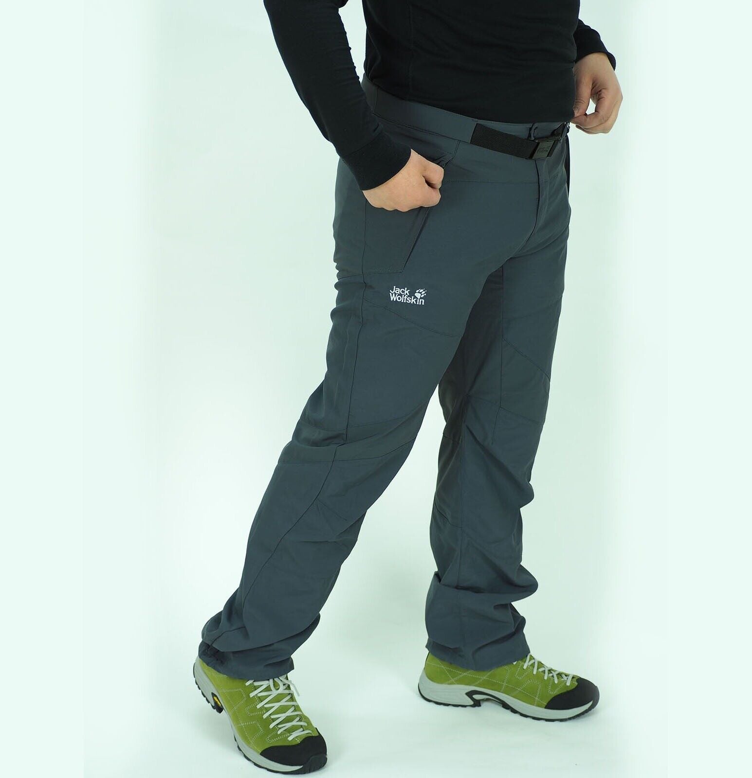 Mens Jack Wolfskin Vector 1501982 Ebony Slim Fit Warm Outdoors Hiking Trousers