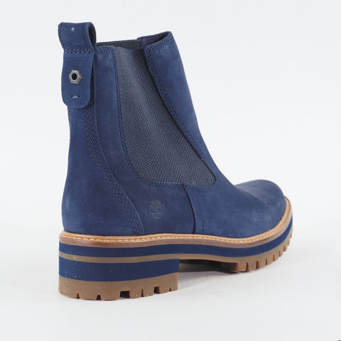 Womens Timberland Courmayeur Valley A254N Navy Leather Pull On Casual Boots