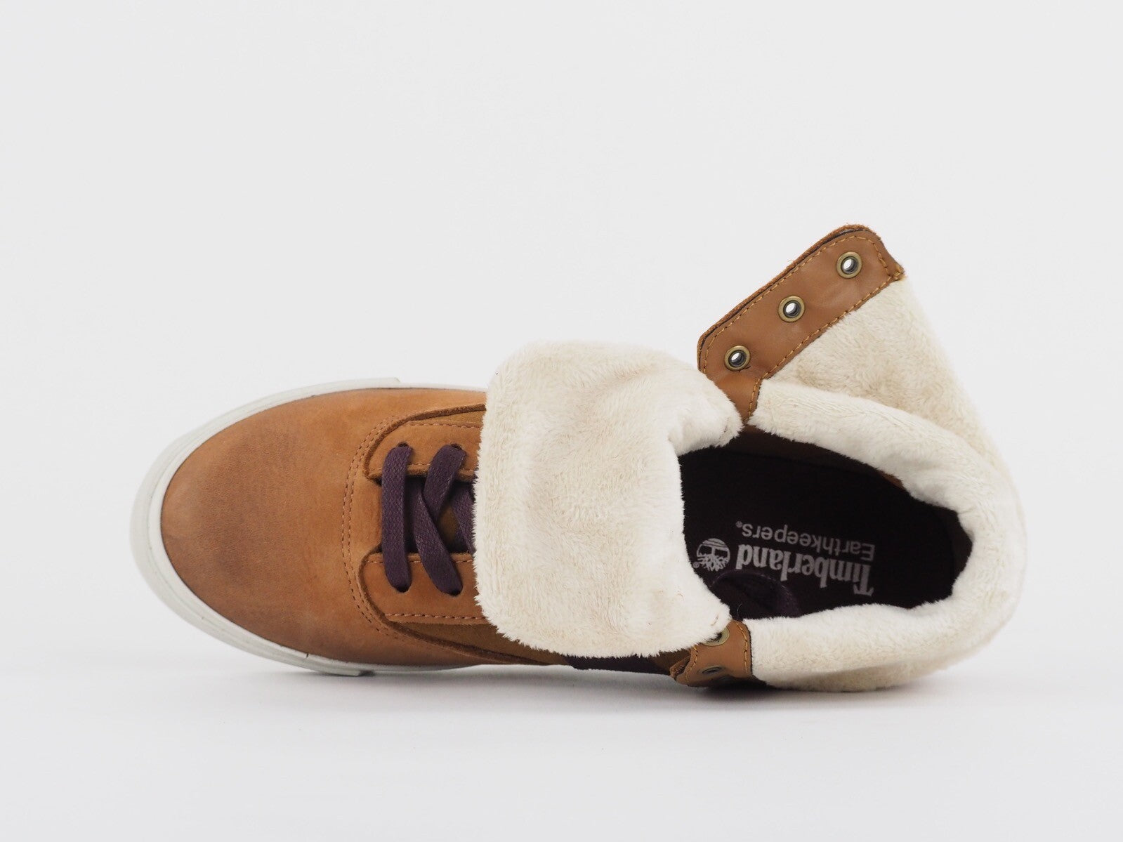 Womens Timberland Glastenbury 8446A Light Brown Leather Trainers Fold Over Boots