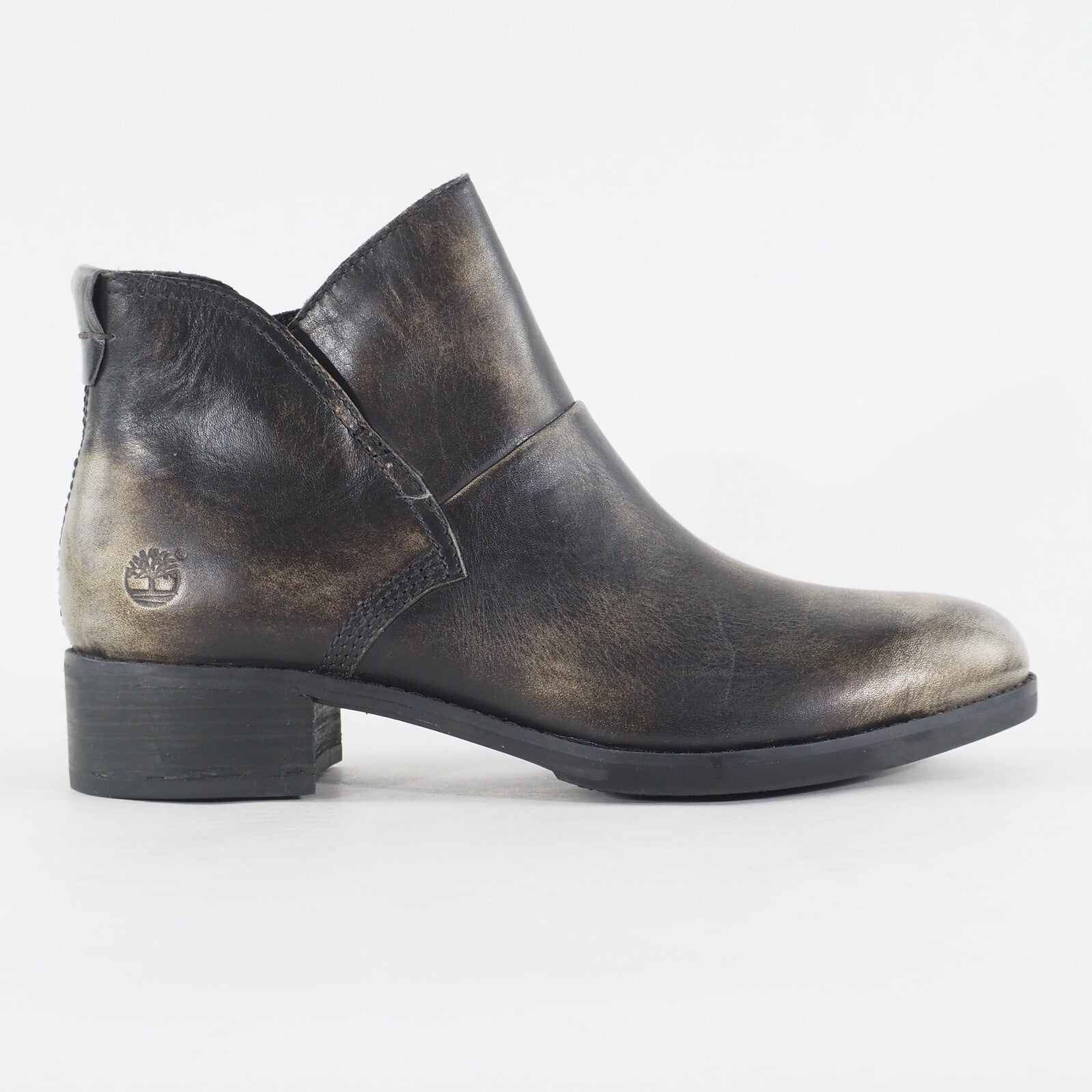 Womens Timberland EK A11EO Black Gold Leather Casual Ankle Chelsea Zip Boots